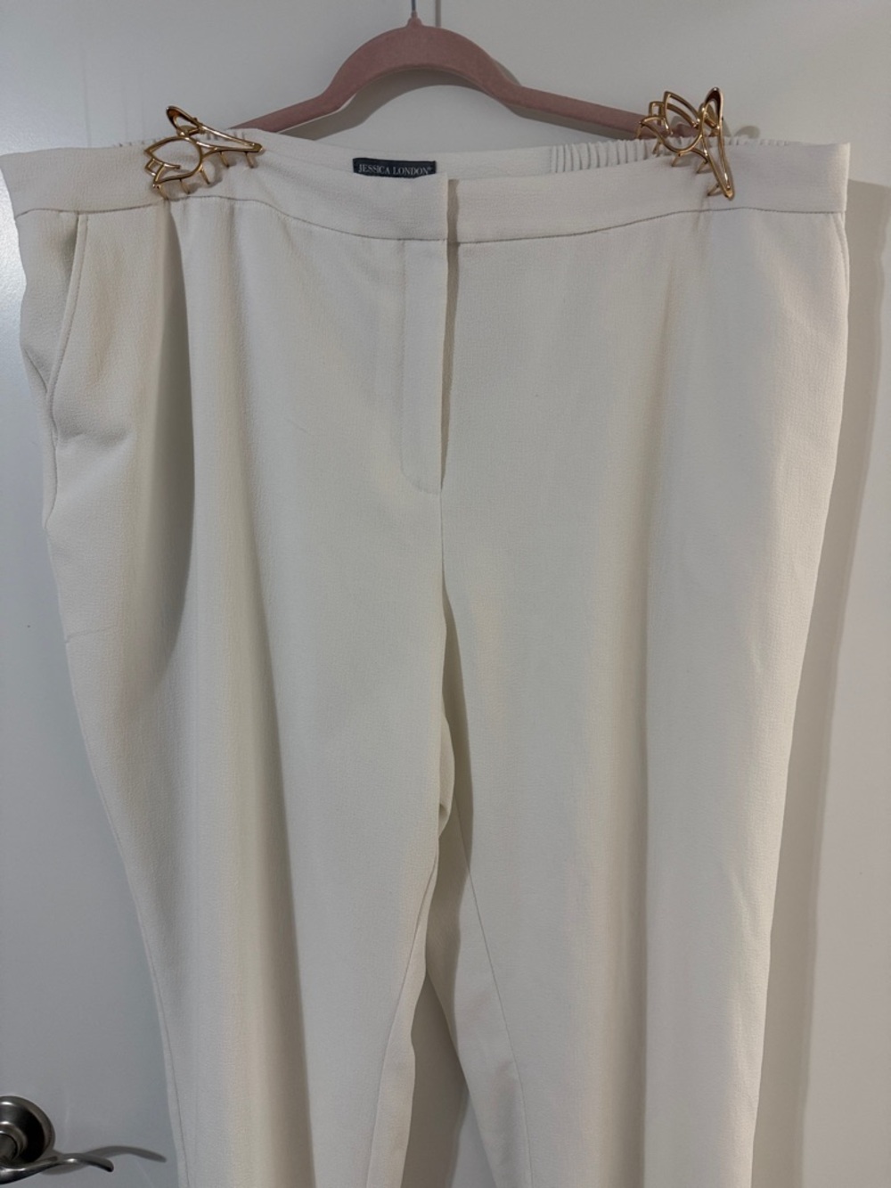 Jessica London Cream Two-Piece Pantsuit Jacket & Trousers - Picture 9 of 13
